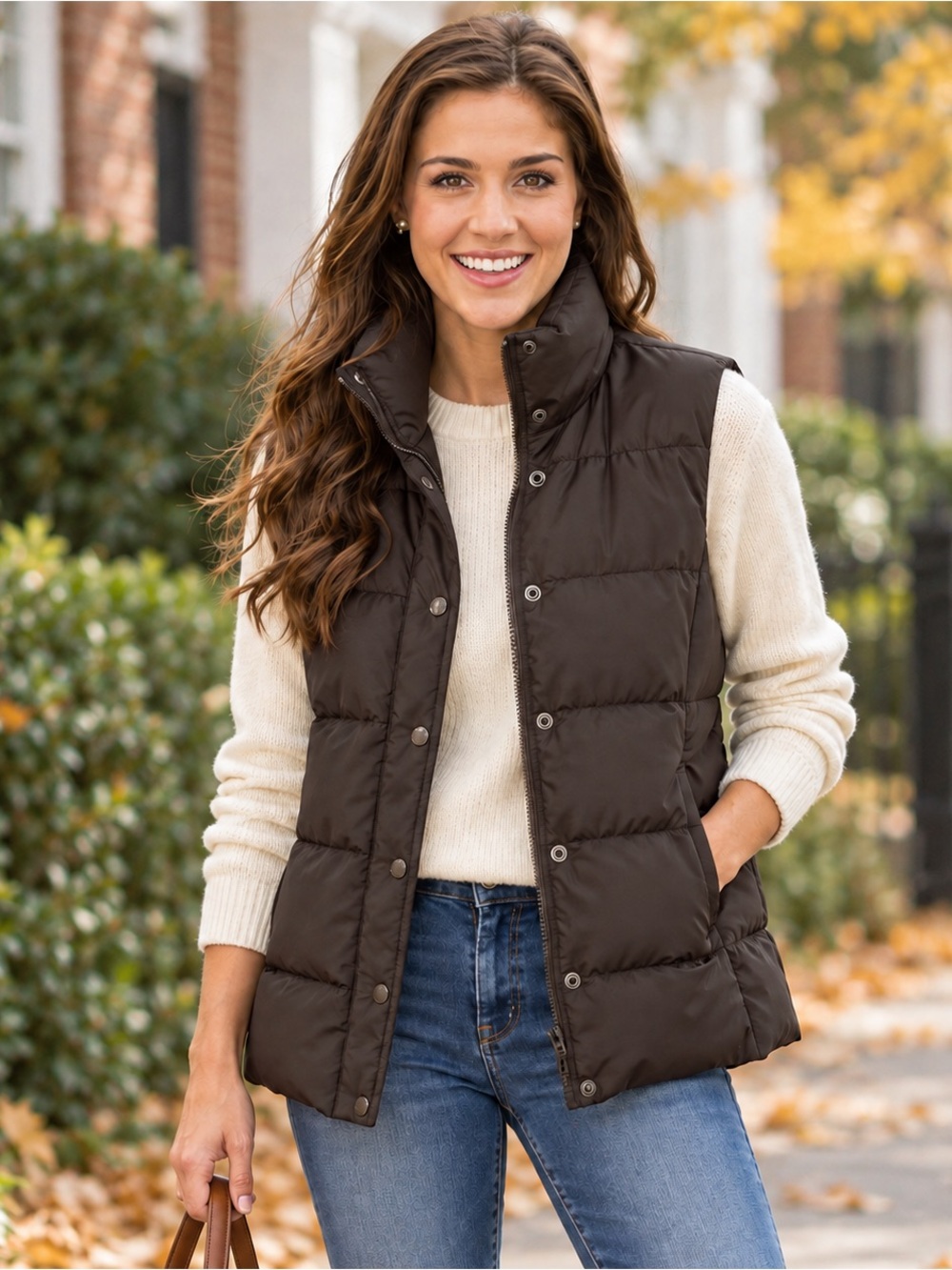 J.Crew Chocolate Brown Down Puffer Vest Women’s Medium